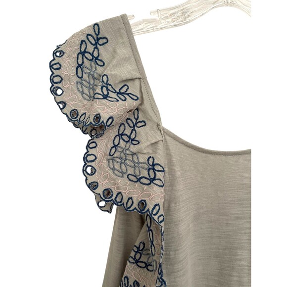 Umgee Eyelet Embroidered Top Ruffle Fairy Boho Cottage Butterfly Scoop Back Sz S - Picture 3 of 11